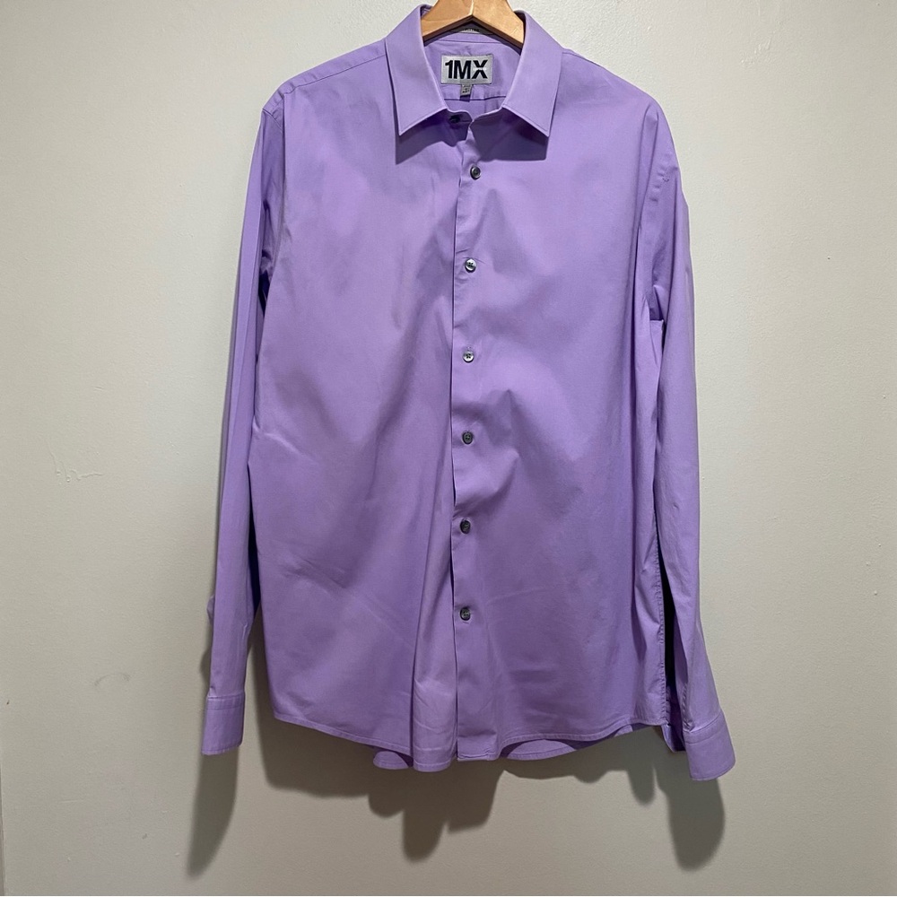 1MX Express Men’s Purple Dress Shirt‎ Classic Style Size L 16-16.5